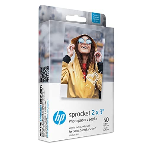 Image of HP Sprocket 2x3" (5.1x7.5 cm) Premium Zink Sticky Back Photo Paper, 50 Sheets, Compatible with HP Sprocket Photo Printers