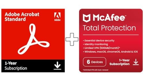 Image of Adobe Acrobat Standard & McAfee Total Protection 2025 |6 Devices | 12 Months | Digital download