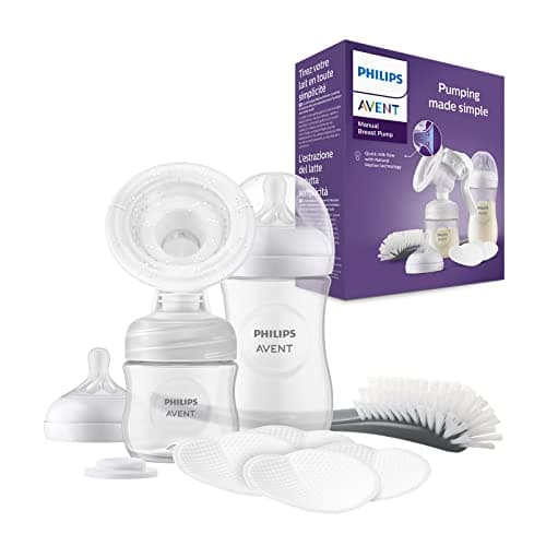Image of Philips Avent Manual Breast Pump Gift Set - Single Breast Pump, 260ml and 125ml Baby Bottles, BPA Free, 4 Disposable Breast Pads (Model SCD430/60), Transparent, 441.0 grams, 1.0 count, Pack of 1