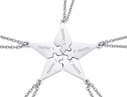 Image of VNOX 2/3/4/5 Pcs Customize Personalised Friendship/Love Family Puzzle Couple Pendant Necklaces for Lover Friend BFF,Stainless Steel Jewellery,Free Engraving