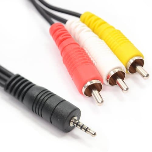 Image of kenable 2.5mm Jack to 3 RCA Phono Cable Composite Video & Stereo Audio AV Lead for Camcorder to TV 1.5m Black