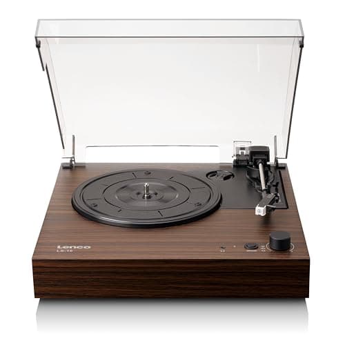 Image of Lenco LS-15WD Turntable - Bluetooth reception and transmission - 2 built-in speakers - Micro AT3600L - Belt drive - Auto shut off - 33-45 rpm - AUX & RCA - Brown