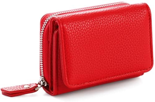 Image of RRANCharltu Purses for Women, Small Wallet for Women PU Leather Ladies Purse Card Holder with Large Zipper Coin Pocket, Red