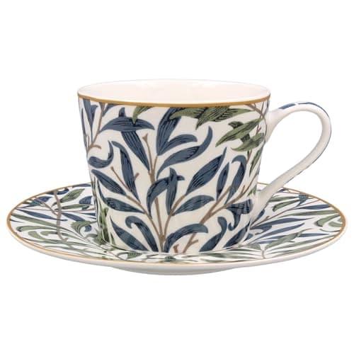 Image of The Leonardo Collection Willow Bough Cup & Saucer Set | Designed By William Morris | Tea Cup Set Perfect for Home or Office | Tea Cups and Saucers or Coffee Cup and Saucer for Enjoying Hot Drinks