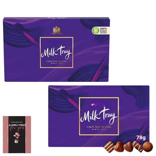 Image of Dairy Milk Tray Chocolate Box 78g x 2 with Card – Assorted Milk Chocolates Selection Gift for Birthday, Thank You, Get Well Soon, Christmas, Valentine’s, Anniversary Treat Box