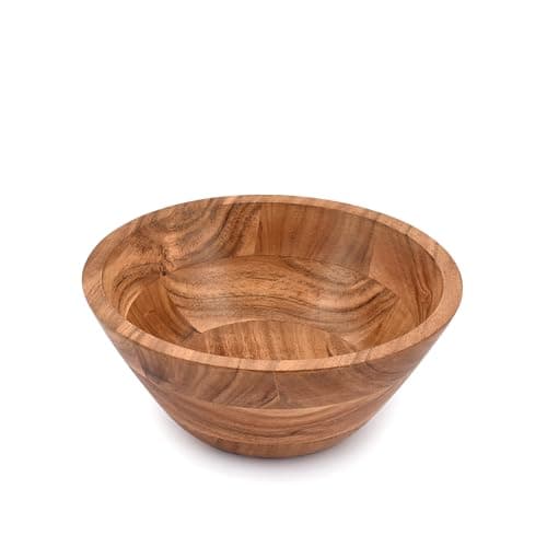 Image of Samhita Acacia Wood Salad Bowl, Perfect for Salad, Vegetables Salad Bowl & Decorative Centerpiece Absolute Beautiful with Your Kitchen (22.86cm x 22.86cm x 10.16cm)