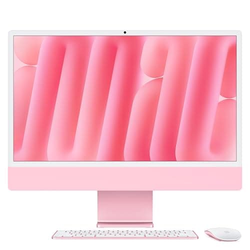 Image of Apple iMac All-in-One Desktop Computer with M4 chip with 10-core CPU and 10-core GPU: Built for Apple Intelligence, 24-inch Retina Display, 16GB Unified Memory, 512GB SSD storage; Pink