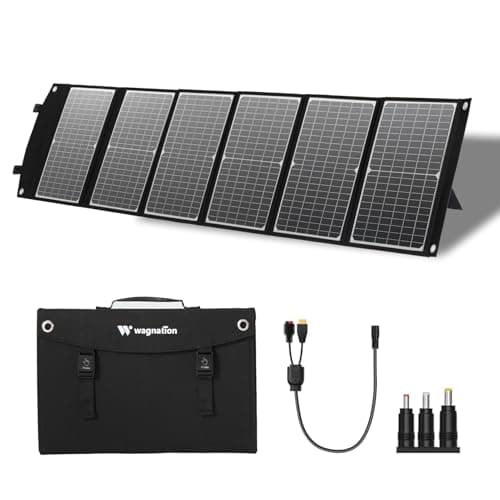 Image of wagnation 100W Portable Solar Panel, Foldable Solar Charger with QC3.0 USB-A, Type-C & DC Output for Phone, Power Bank, Tablet, Power Station, IP65 Waterproof for Outdoor Camping, Hiking, Backpacking