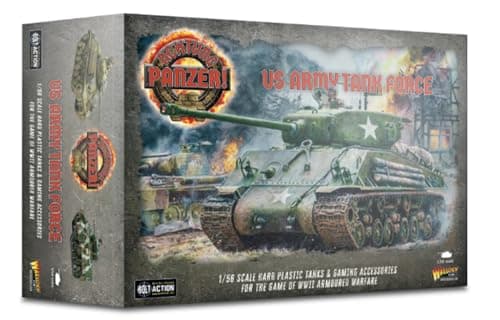 Image of Warlord Games US Army Tank Force - 1:56 / 28mm Plastic Scale Model Tanks for Achtung Panzer Highly Detailed World War 2 Miniatures for Table-top Wargaming