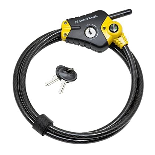 Image of MASTER LOCK Security Cable with Key Lock [Adjustable Locking Cable from 30 cm to 4.5 m] [Python] 8420EURD - Best Used to Secure Sports Equipment, Tools and Outdoor Furniture