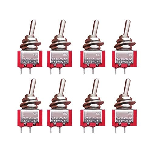 Image of mxuteuk 8pcs SPST Mini Toggle Switch Miniature ON/OFF Switch 2Pins 2Position 6A 125V 3A 250V for DIY Car Dash Dashboard Electronic Equipment MTS-101