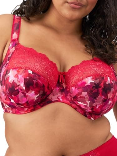 Image of Elomi Women's Cate Underwire Full Cup Banded Bra with Full Coverage, Transparent, Berry Crush, 44 DD