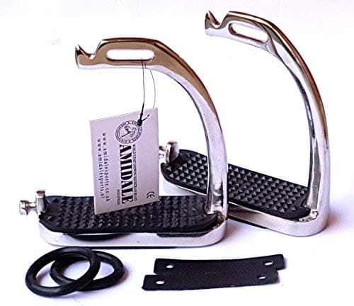 Image of Amidale Peacock Stirrups Horse Equestrian Safety Iron Fillis Stirrups, 5 INCHES, Silver