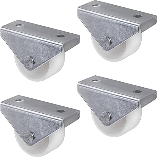 Image of Gedotec Design Fixed Castors w/Mounting Plate | Transport Castors for All Floors | Plastic White | Wheel Diameter 25 mm | Load Capacity 25 kg | Set of 4 Furniture Castors - Equipment Wheels w/Screws