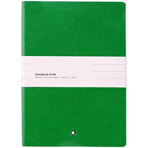 Image of Montblanc Notebook 116518 Fine Stationery #146 Green – Elegant Soft Cover Journal – Lined Notebook with Leather Binding – A5