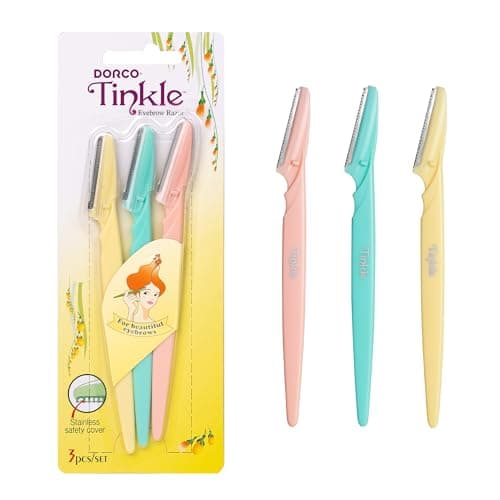 Image of Dorco Tinkle Precision Eyebrow Razors - 3-Pack Facial Hair and Peach Fuzz Remover for Smoother Skin and Flawless Eyebrow Shaping
