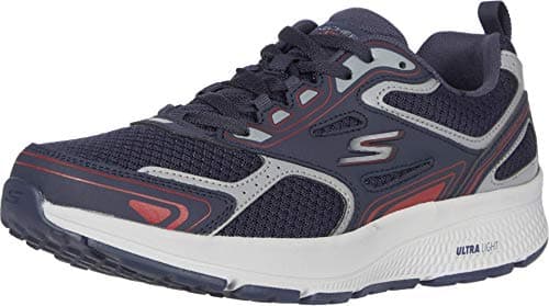 Image of Skechers Men's Go Consistent Running Shoe, Navy Leather Synthetic Red Trim, 11 UK