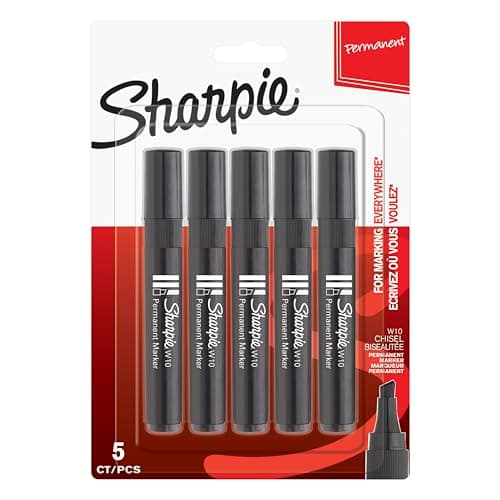 Image of Sharpie W10 Permanent Markers | Chisel Tip | Black | 5 Count