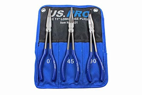 Image of US PRO Tools 3pc 11" (275mm) Long Reach Nose Pliers, Plier Set New 1831, Blue