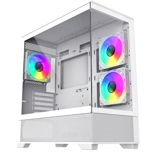 Image of GameMax Vista Mini White Dual Tempered Glass Panelling Micro-ATX PC Gaming Case with 3 x FN12A-C8I 120mm Infinity Fans & GameMax V4.0 PWM ARGB Hub Included