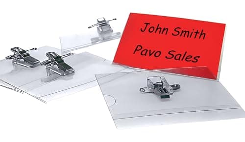 Image of PAVO - Premium 40 x 75 mm Combi Clip Visitor Name Badge (Pack of 50), 8009176