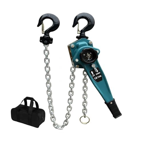 Image of Manual Lever Chain Hoist 5ft Heavy Duty Manual Chain Hoist Block 3527.4 LBS Capacity Come Along with Storage Bag for Garage Workshop Construction Lifting【1.6t*1.5m】