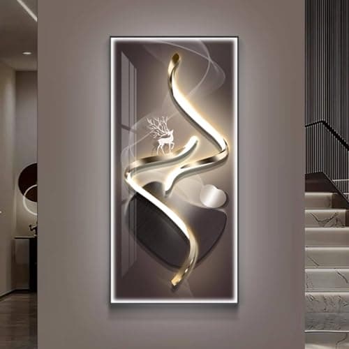 Image of 3D LED Wall Art Painting, Metal Framed Abstract Decor for Living Room Bedroom Hallway