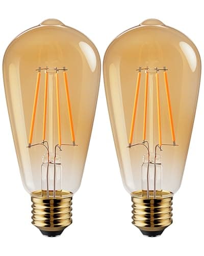 Image of Vanke E27 Vintage Light Bulbs 6W Edison Screw LED Filament Decorative Bulb Warm White 2700K 700 Lumen Equivalent 60W Non-Dimmable Pack of 2