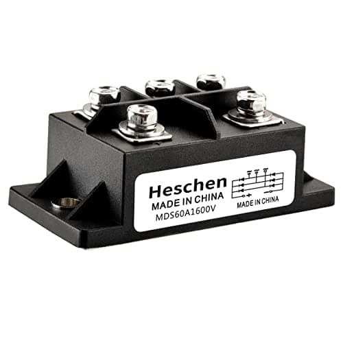 Image of Heschen Three Phase Bridge Rectifier, MDS-60A, Diode Module, 60A 1600V, 5 Screw Terminals
