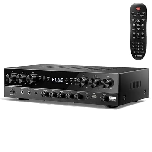 Image of Donner Stereo Receivers, Premium 1000W Peak Power 6 Channel Audio Amplifier with Bluetooth 5.3, USB, FM, 2 Mic-in, Echo, RCA, Fiber/Coaxial Input for Home, Karaoke, Theater Speakers, MAMP6