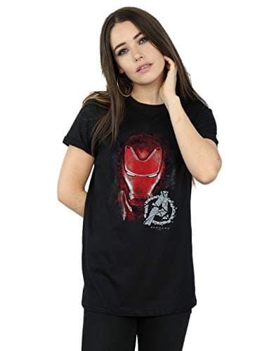 Image of Marvel Women's Avengers Endgame Iron Man Brushed Boyfriend Fit T-Shirt Black Large