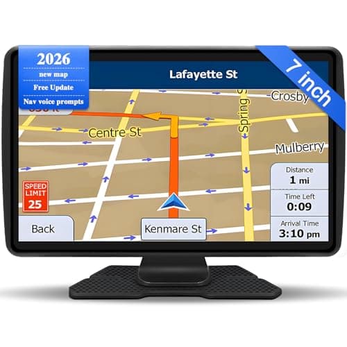 Image of Sat Nav for Car/Truck/HGV - 7 Inch GPS Navigation UK 2025 with Lifetime Free Maps Updates, Real Voice Guidance, Speed Camera Alerts, Postcode Search & Lane Assist (Black/Blue)