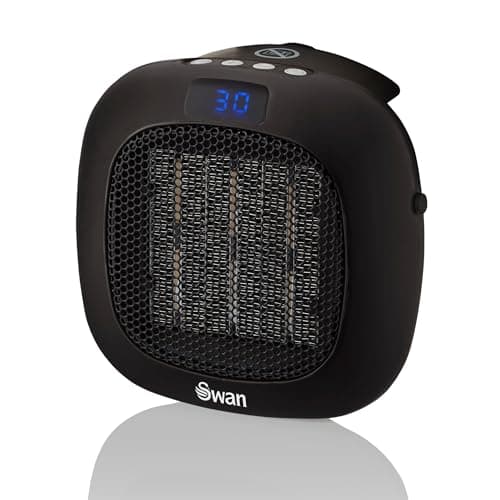 Image of Swan Plug-In Fan Heater with 12 Hour Timer, LED Display and Overheat Protection, 700W, Black, SH27010N