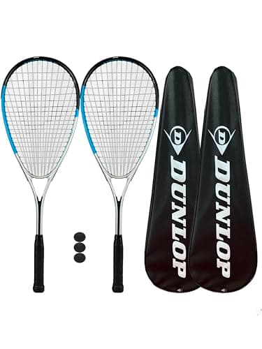 Image of Dunlop Hyper Lite Nano Squash Racket Twin Pack, inc Full Protective Covers & 3 Squash Balls