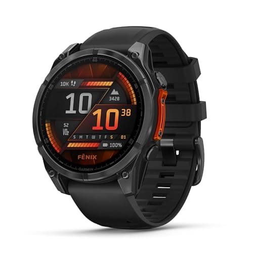 Image of Garmin fēnix 8, 47mm Premium GPS smartwatch, AMOLED touchscreen, multisport, advanced health & training features,built-in LED flashlight, adventure watch with up to 16 days battery life, Slate Grey