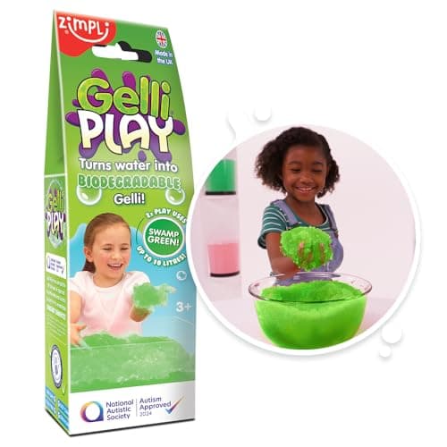 Image of ZIMPLI - Gelli Play Green, Magically turns water into thick, colourful goo, Tuff Tray Toy, Novelty & Gag Toys, Rewards Gift for Kids