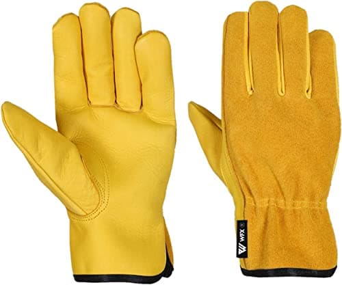 Image of WFX Leather Working Gloves Work Gardening Gloves Thorn Proof Garden Building Heavy Duty Utility Gripper Men Women Breathable and Flexible Construction (L (Pack of 1))