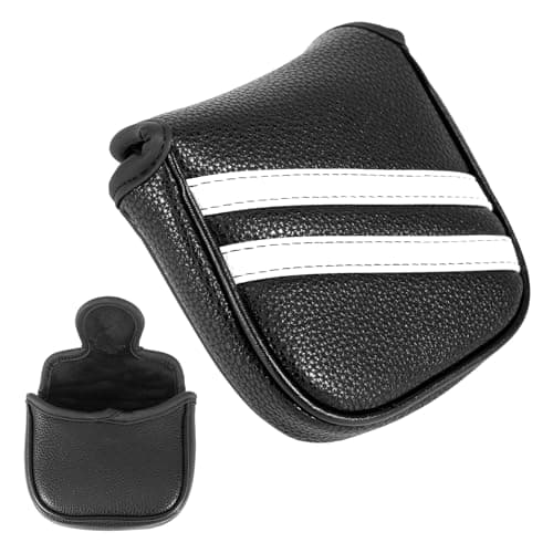Image of Black Putter Head Covers Mallet Putter Headcover Golf Club Head Covers Golf Mallet Square Puttercovers Magnetic Shaft Headcovers PU Leather Fits for Odyssey Putters Covers