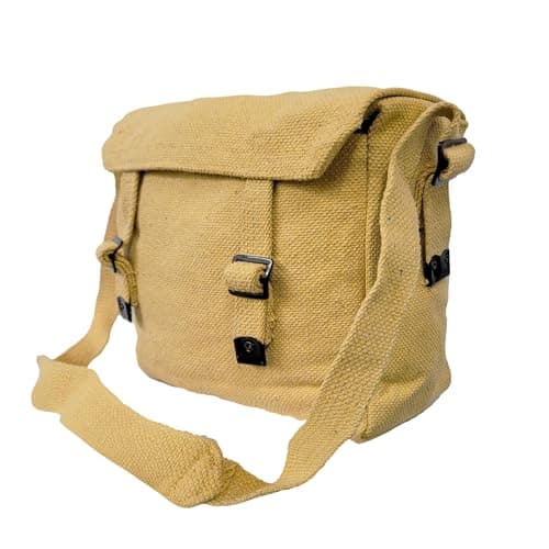Image of OUTBOUND Small Canvas Webbing Messenger Bag (Mustard/Khaki)