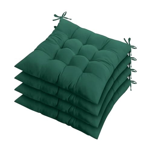 Image of ZZZMRH Chair Cushions Pack of 2 Seat Pads for Dining Chairs, Garden Chair Cushions Tie On_9 Stitch_Jade Indoor/Outdoor Seat Cushions Comfortable Chair Pads for Kitchen Seat Pads 9 stitch cushions