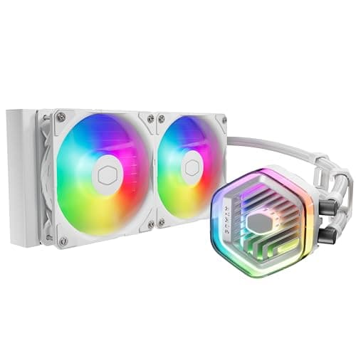 Image of Cooler Master MasterLiquid Atmos 240 White CPU Liquid Cooler - AIO Water Cooling System, Dual Chamber Pump, Pre-Installed Sickleflow 120 Edge Fans, Addressable Gen 2 RGB, LGA1700 & AM5 Brackets