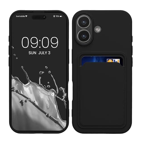 Image of kwmobile Case Compatible with Apple iPhone 17 Case - TPU Phone Cover with Credit Card Holder - Black