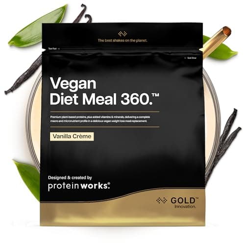 Image of Protein Works | Vegan Diet Meal 360 - GOLD Innovation, Vegan Protein, Diet Meal Replacement Shake, Supports Healthy Weight Loss, Low Sugar, High Fibre, Vanilla Crème, 7 Meals, 500g