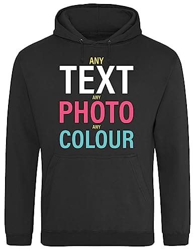 Image of Hippowarehouse Personalised unisex Hoodie hooded top (Specific size guide in description) Black