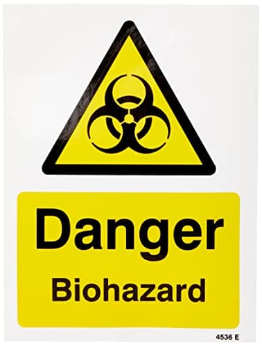 Image of Caledonia Signs 24536E Danger Biohazard Sign, Self Adhesive Vinyl, 200 mm x 150 mm