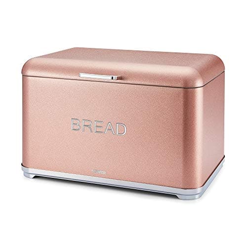 Image of Tower T826014R Kitchen Bread Bin, Glitz Range, Coated Steel with Chrome Accents, Blush Pink, One Size