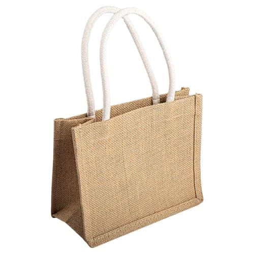 Image of Rumyve Jute Tote Bag,Large Reusable Durable Shopping bag with Handles,Burlap Grocery Shopping Gift Tote Handbag for Picnic Travel Shopping DIY Outdoor