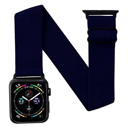Image of JEMACHE Elastic Arm/Ankle Band for Apple Watch 49/46/45/44mm iWatch Series Ultra 10 9 8 7 6 5 4 SE, Unisex Sport Watch Armband/Ankleband (Navy Blue)