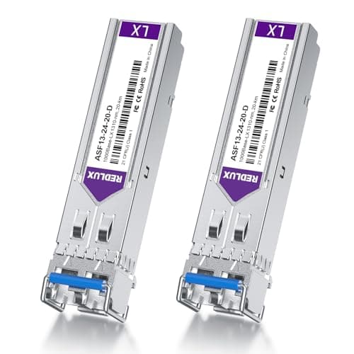 Image of REDLUX 1G SFP LX Singlemode Gbic Module, 1310nm SMF, Dual LC Connector, up to 20KM, Compatible for Cisco, Meraki, Ubiquiti UniFi, Mikrotik, Fortinet, Netgear, D-Link, Broadcom, Linksys, Pack of 2