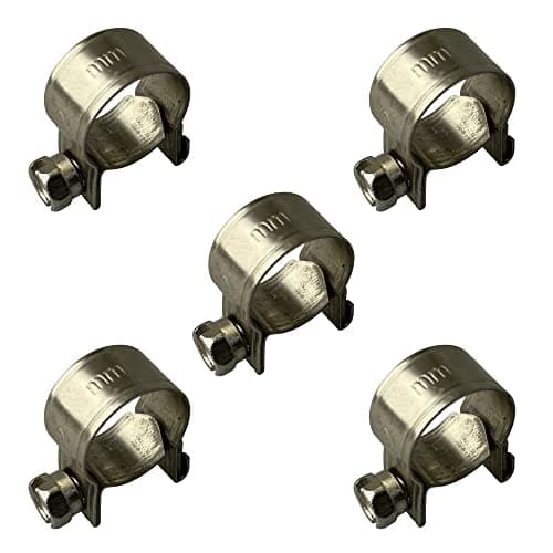 Image of Pack of 5 Stainless Steel Mini Fuel Line Hose Clip Petrol Pipe Clamps Silver (18-20mm)
